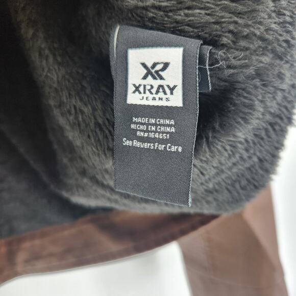 X-RAY Men's XL Grainy PU Hooded Jacket with Faux Shearing Lining - Picture 4 of 9